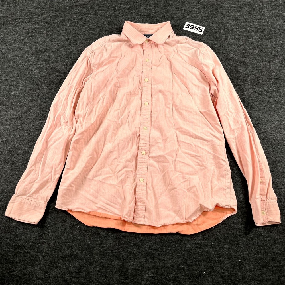 Gap Shirt Mens Large Pink Long Sleeve Classic Fit Herringbone Button Up Outdoor